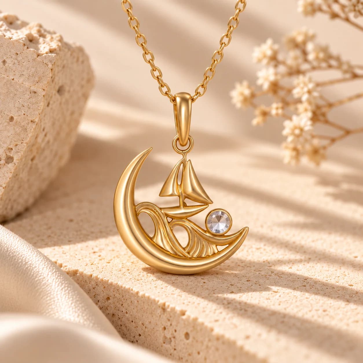 Flame Lunara Sail Moon Pendant