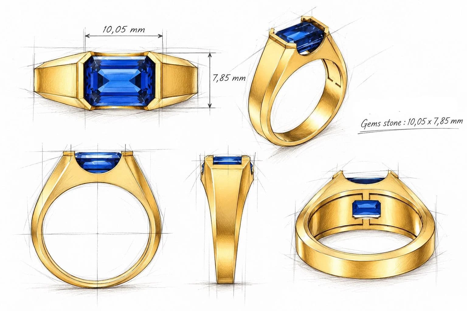 Flame Aurelia Blue Signet Ring
