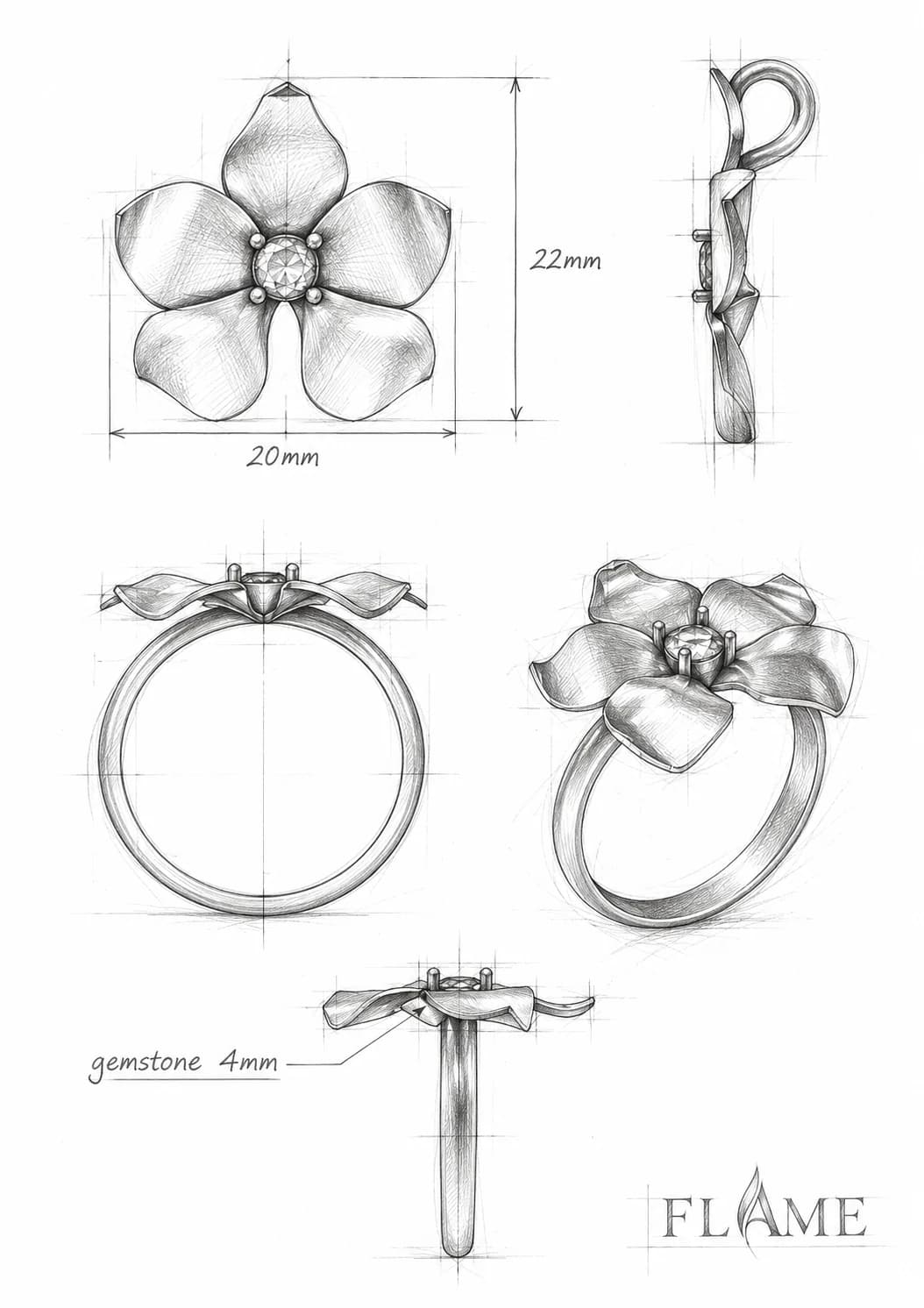 Flame Crimson Orchid Ring